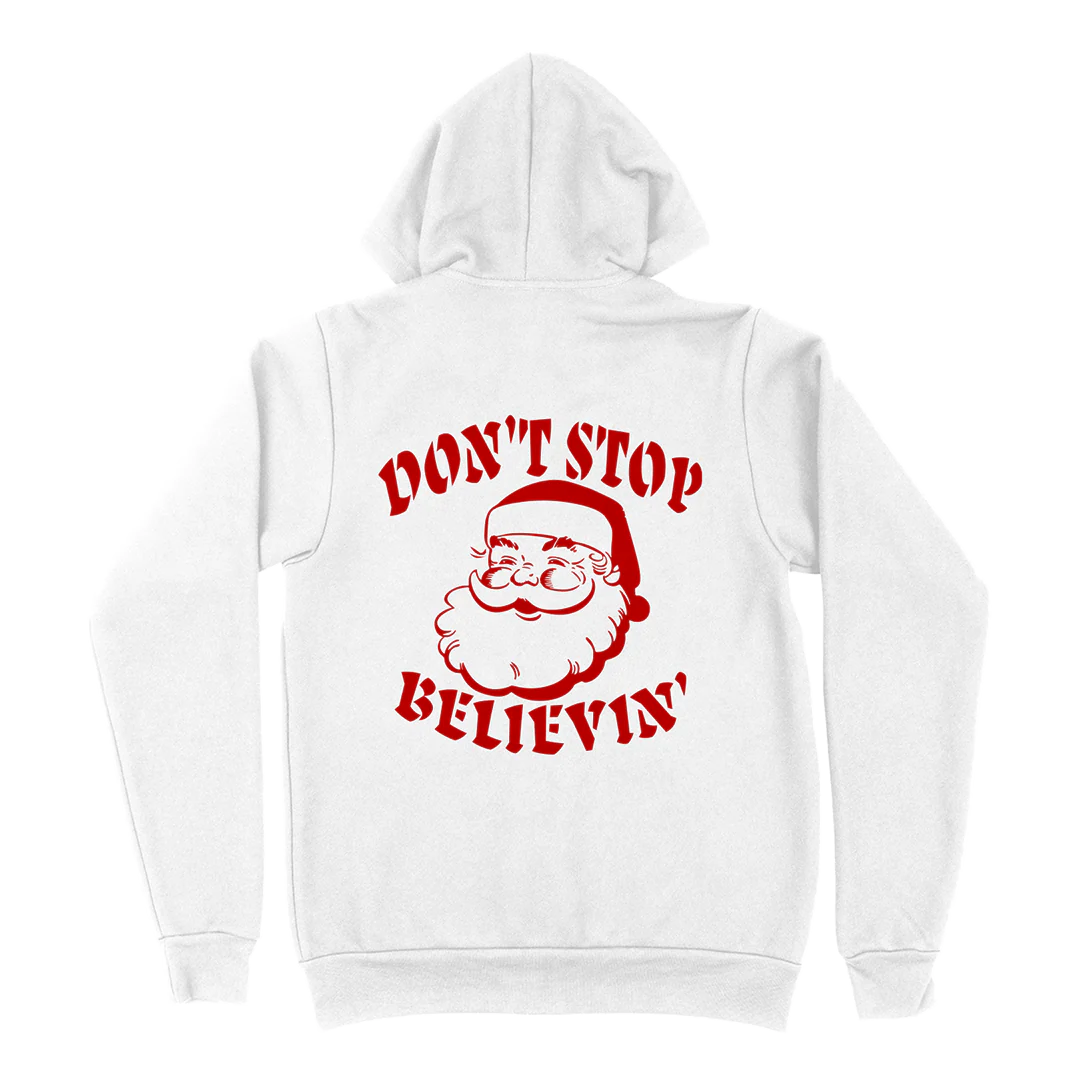 Don't Stop Believin' Zip Hoodie - White